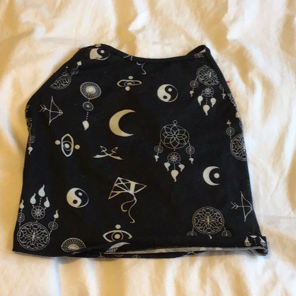 Black bohemian cropped tank top